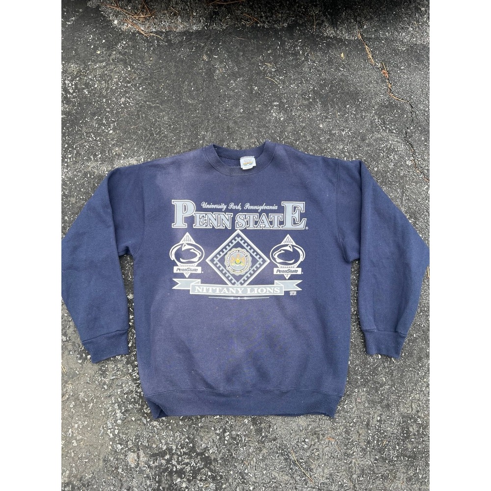 Vintage 90s Penn State Nittany Lions Sweatshirt 20/20 Sport Navy Blue Mens Large